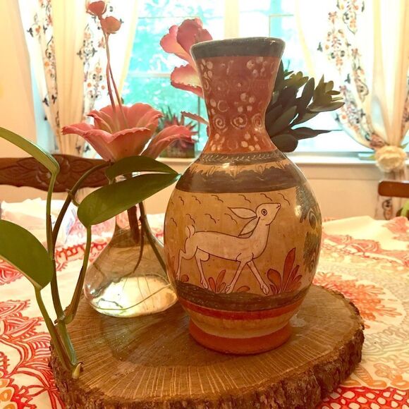 Hand painted pottery vase
